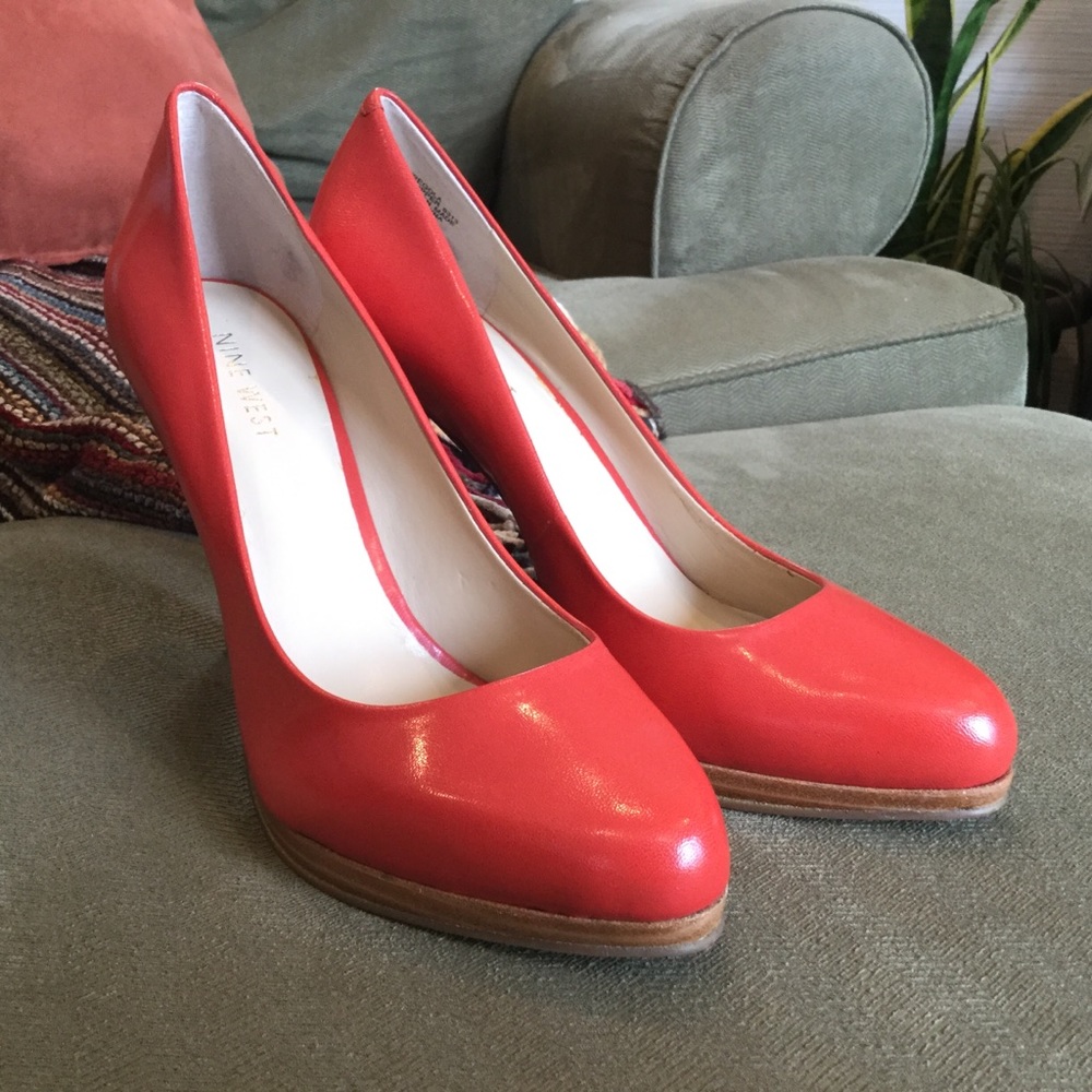 Orange Leather Heels